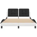 Cadre de lit avec LED sans matelas blanc et noir 140x200 cm