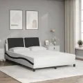 Lit avec matelas blanc et noir 120x200 cm similicuir