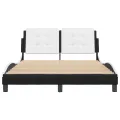 Cadre de lit sans matelas noir et blanc 140x200 cm similicuir