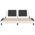 Cadre de lit sans matelas blanc et noir 180x200 cm similicuir