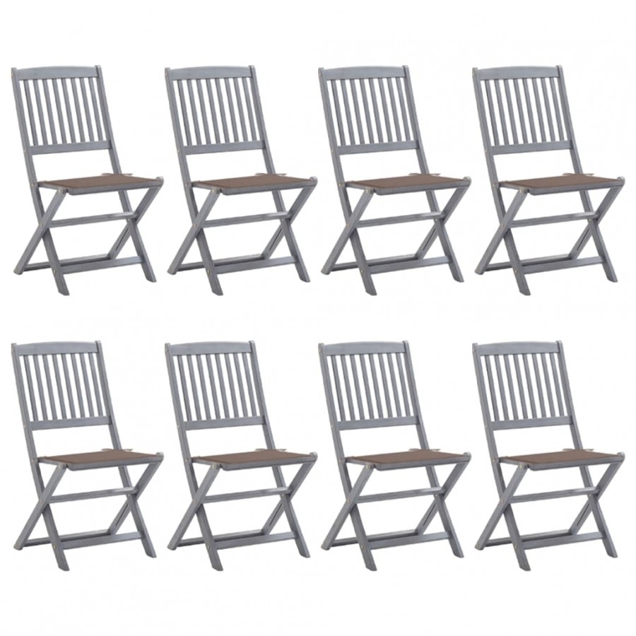 Chaises pliables d'extérieur lot de 8 et coussins Bois d'acacia