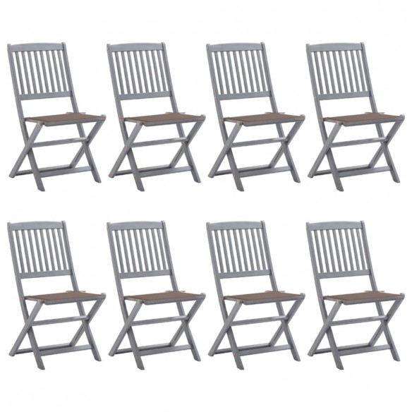 Chaises pliables d'extérieur lot de 8 et coussins Bois d'acacia