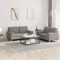 Ensemble de canapés 2 pcs avec coussins taupe tissu