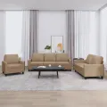 Ensemble de canapés 3 pcs avec coussins Cappuccino Similicuir