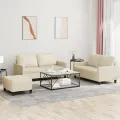 Ensemble de canapés 3 pcs avec coussins Crème Similicuir