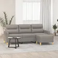 Canapé à 3 places avec repose-pieds Taupe 180 cm Tissu