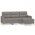 Canapé à 3 places avec repose-pieds Taupe 180 cm Tissu
