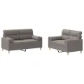 Ensemble de canapés 2 pcs avec coussins taupe tissu