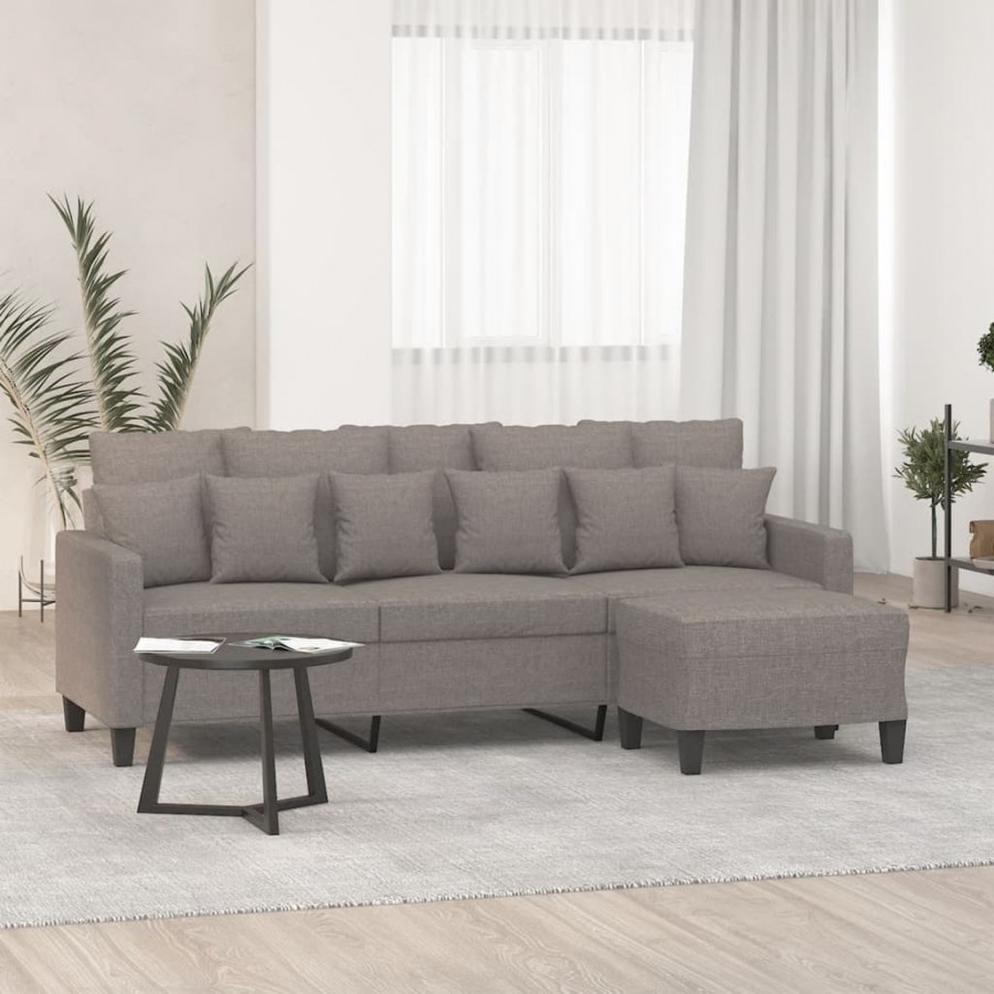 Canapé à 3 places avec repose-pieds Taupe 180 cm Tissu