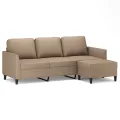 Canapé à 3 places avec repose-pieds Cappuccino 180cm Similicuir