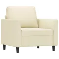 Fauteuil avec repose-pied Crème 60 cm Similicuir