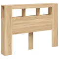 Tête de lit à LED chêne sonoma 140x18,5x103,5cm bois ingénierie