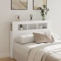 Tête de lit à LED blanc 140x18,5x103,5 cm bois d'ingénierie