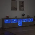 Buffet avec lumières LED gris béton 283x37x67 cm