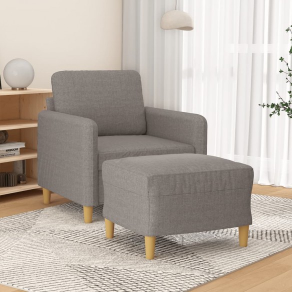 Fauteuil avec repose-pied Taupe 60 cm Tissu