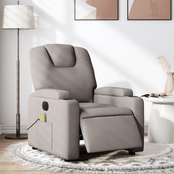 Fauteuil de massage inclinable électrique Taupe Tissu