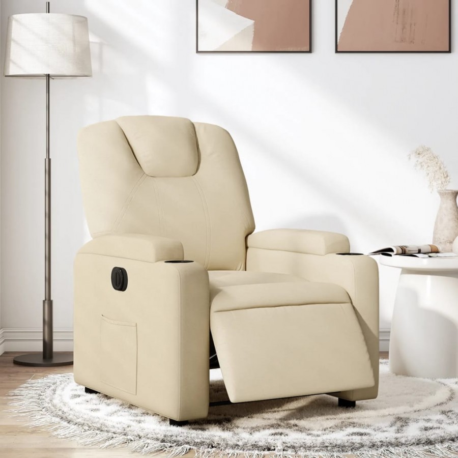 Fauteuil inclinable électrique Crème Tissu