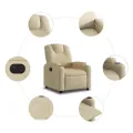 Fauteuil inclinable électrique Crème Tissu