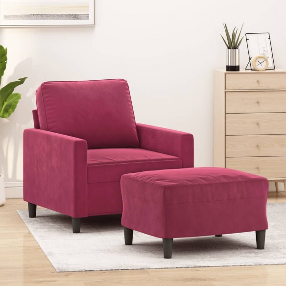 Fauteuil avec repose-pied Rouge bordeaux 60 cm Velours