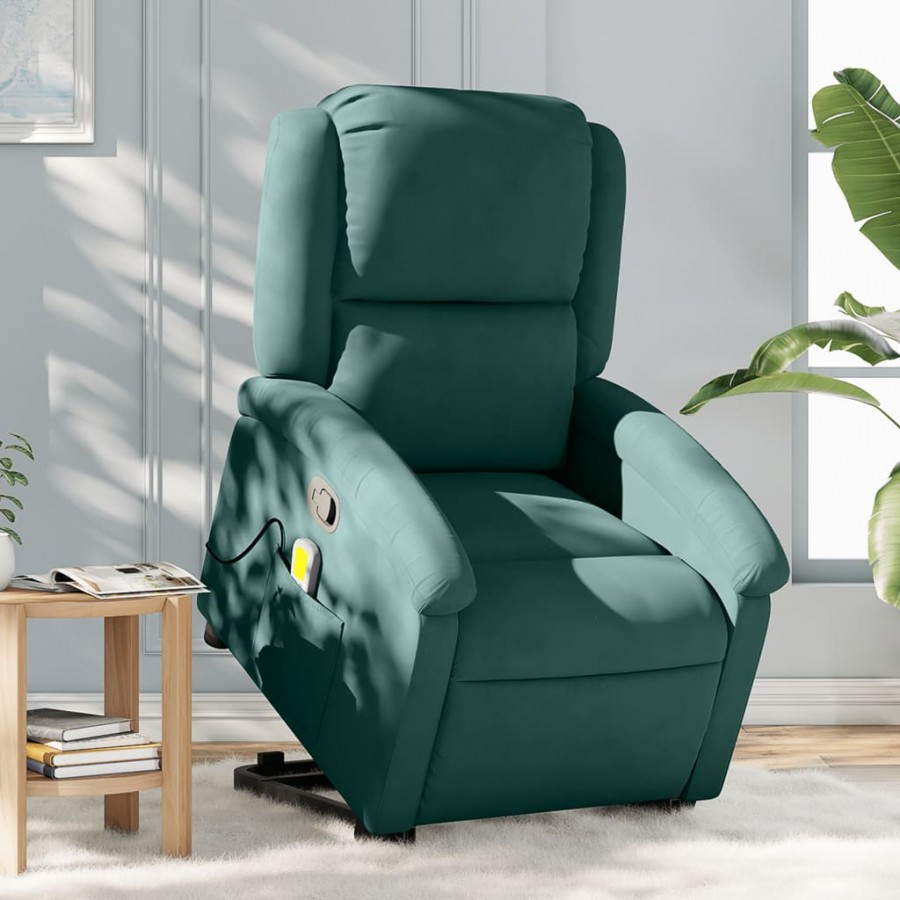 Fauteuil de massage inclinable Vert foncé Velours