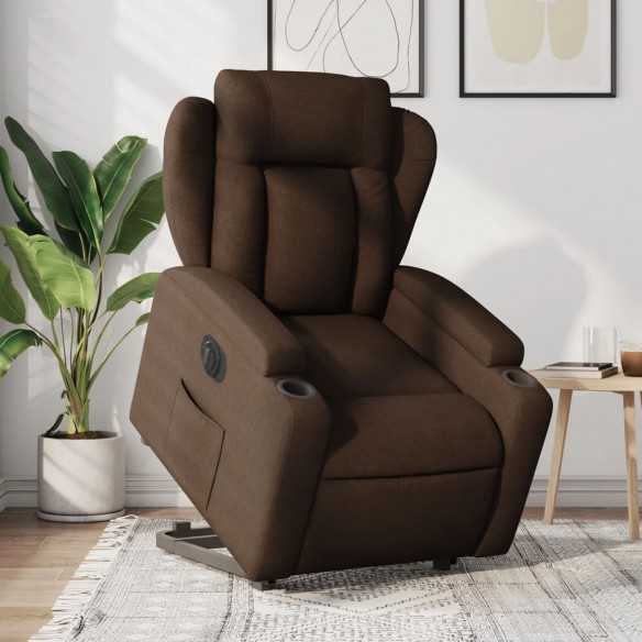 Fauteuil inclinable électrique marron tissu