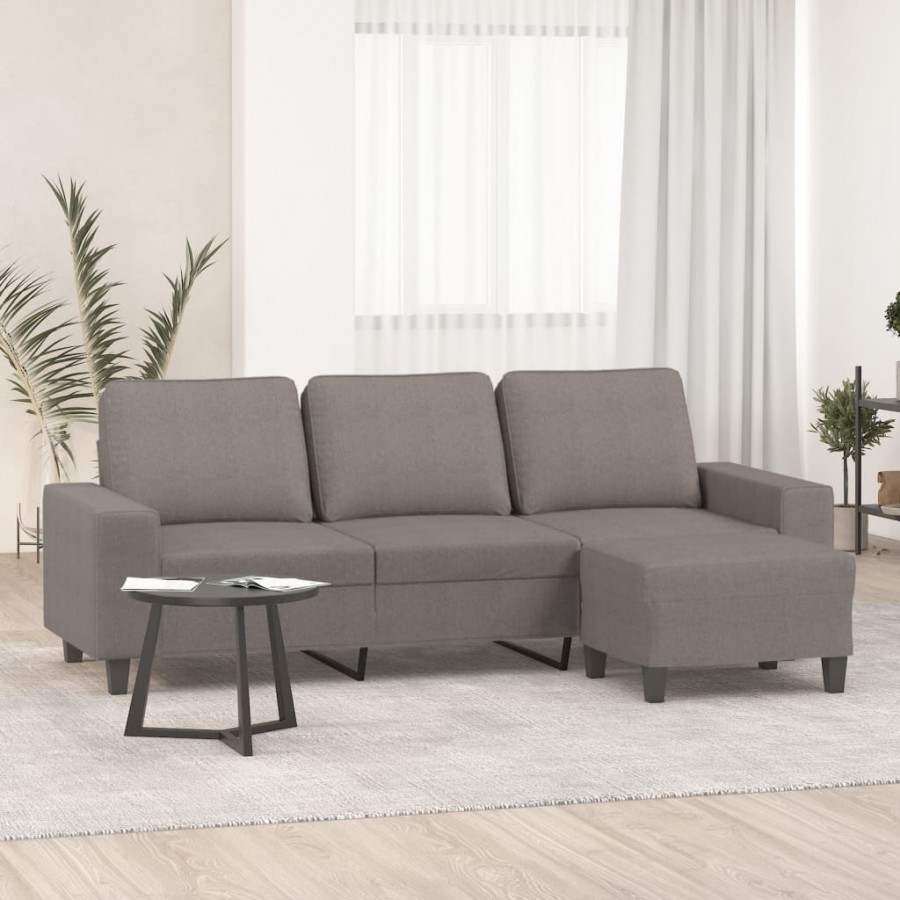 Canapé à 3 places avec repose-pieds Taupe 180 cm Tissu