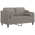 Canapé 2 places avec oreillers décoratifs taupe 120 cm tissu