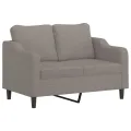 Canapé 2 places avec oreillers décoratifs taupe 120 cm tissu