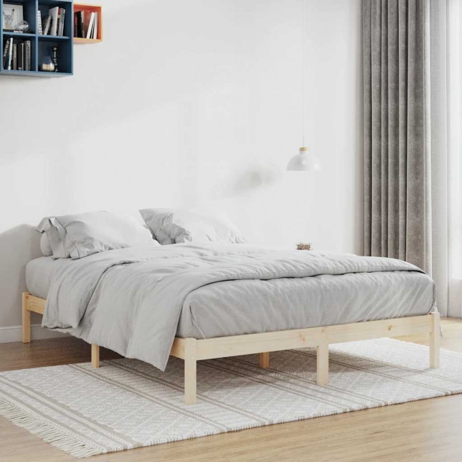 Cadre de lit sans matelas 193x203 cm bois massif de pin