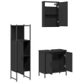 Ensemble de meubles salle de bain 3 pcs noir bois d'ingénierie
