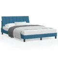 Lit avec matelas bleu 120x200 cm velours