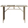 Table de jardin avec dessus en verre beige 110x68x70 cm rotin