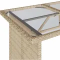 Table de jardin avec dessus en verre beige 110x68x70 cm rotin