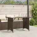 Table de jardin avec dessus en verre marron 110x68x70 cm rotin
