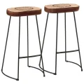 Ensemble de bar 3 pcs bois de manguier brut massif et métal