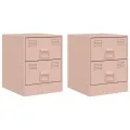 Tables de chevet 2 pcs rose 34,5x39x44 cm acier