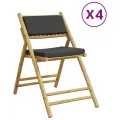 Chaises de bistro pliantes lot de 4 coussins gris foncé bambou