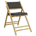Chaises de bistro pliantes lot de 4 coussins gris foncé bambou