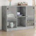 Buffet gris béton 102x37x75,5 cm bois d'ingénierie