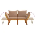 Banc de jardin avec coussins 2 en 1 bois d'acacia massif