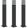 Lampadaires d'extérieur avec capteur 3 pcs noir 80 cm aluminium