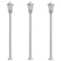 Lampadaires d'extérieur 3 pcs argenté 120 cm acier inoxydable