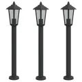 Lampadaires d'extérieur 3 pcs noir 80 cm acier inoxydable