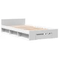 Cadre de lit avec tiroir sans matelas blanc 100x200 cm