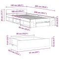Cadre de lit avec tiroir sans matelas blanc 100x200 cm