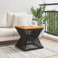 Table basse avec base en fil de fer noir bois d'acacia massif