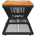 Table basse avec base en fil de fer noir bois d'acacia massif