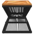 Table basse avec base en fil de fer noir bois d'acacia massif