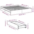 Cadre de lit avec tiroirs sans matelas blanc 200x200 cm