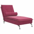 Chaise longue de massage avec traversin rouge bordeaux velours